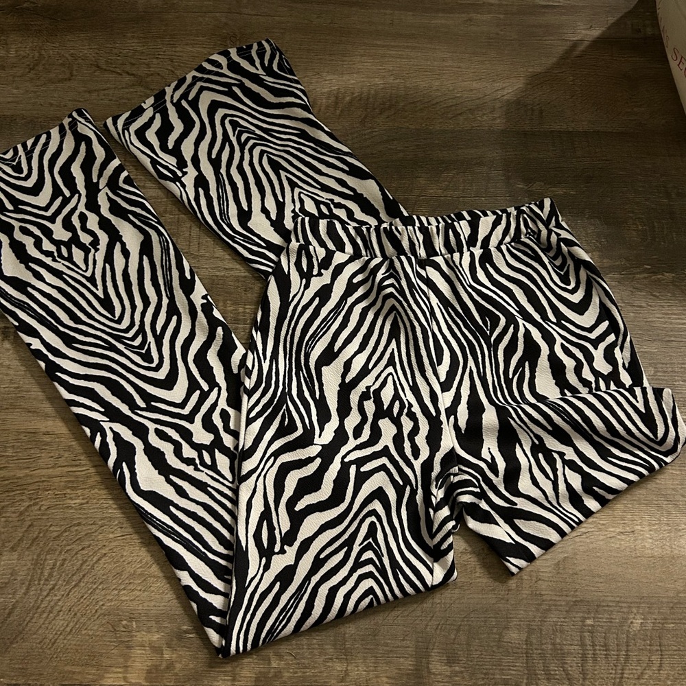 zebra flare pants